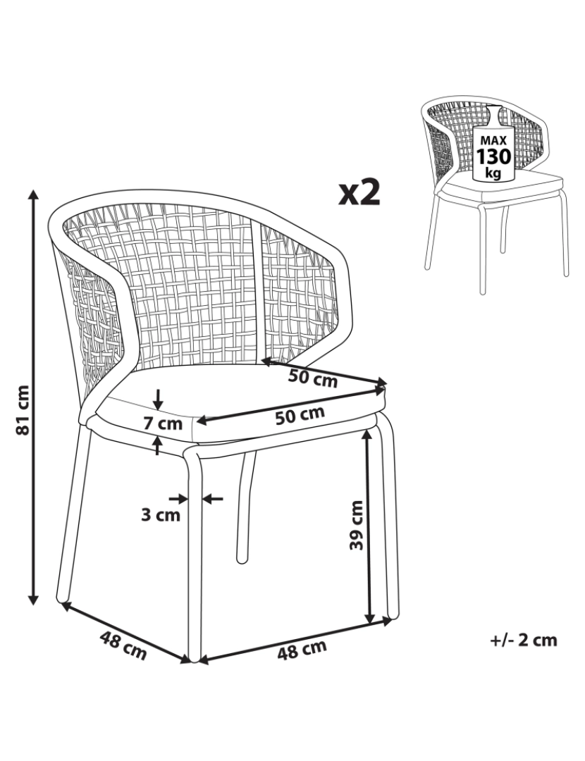 Beliani - Cadeira de jardim Conjunto de 2 Metal Cinzento PALMI