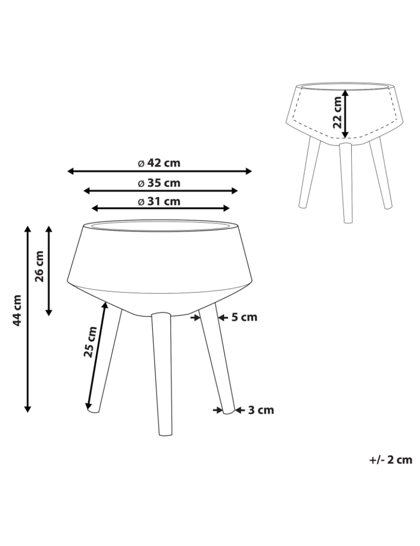 Beliani - Suporte para vasos 38 x 38 x 20 cm cinzento claro WERIA