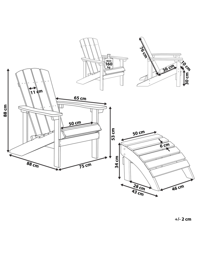 Beliani - Cadeira de jardim Derivado de madeira Cinzento claro ADIRONDACK