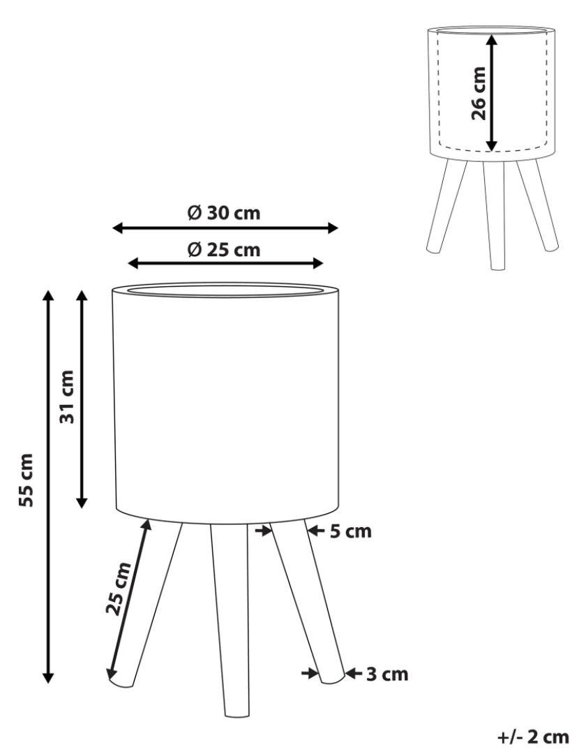 imagem de Suporte para vasos 30 x 30 x 31 cm cinzento claro NAUSEA1