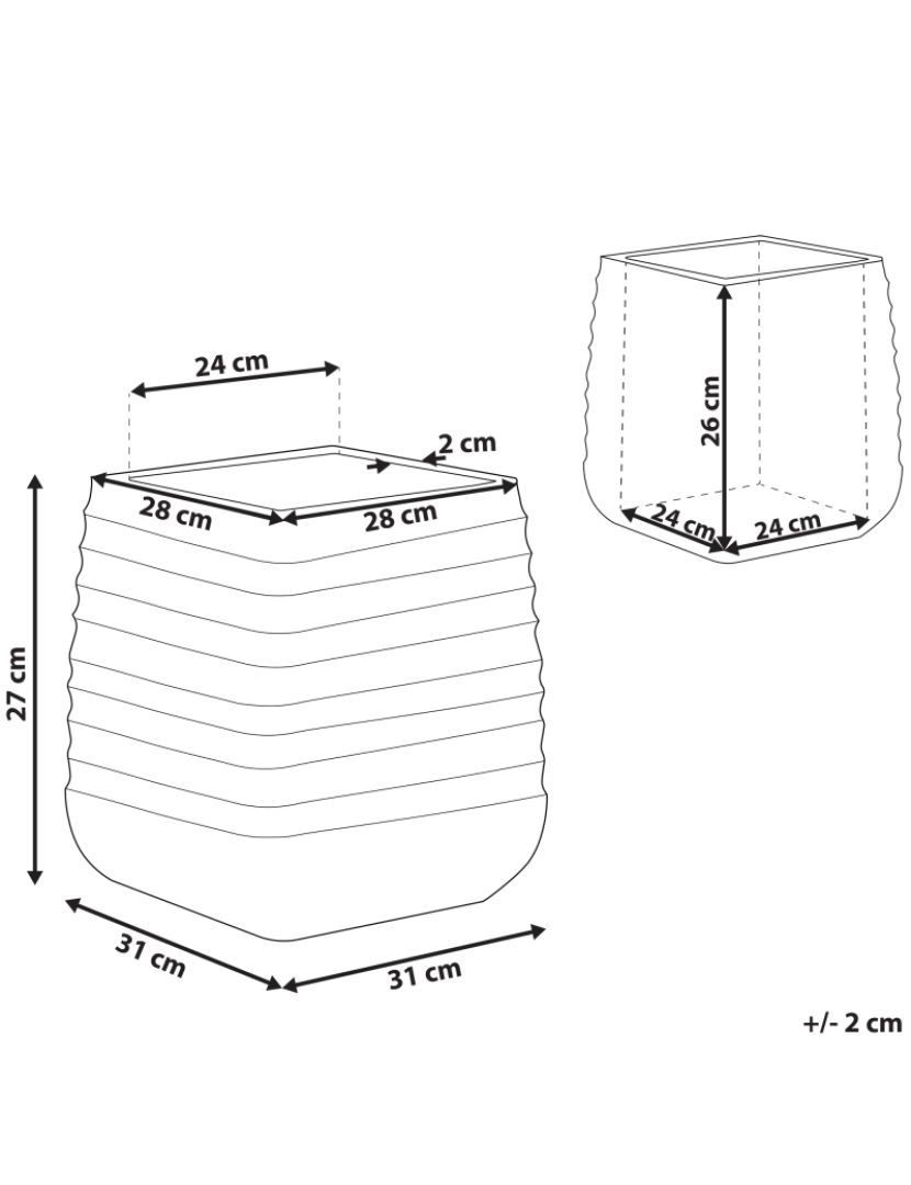 Beliani - Vaso para plantas preto 28 x 28 x 27 cm preto PARIKIA