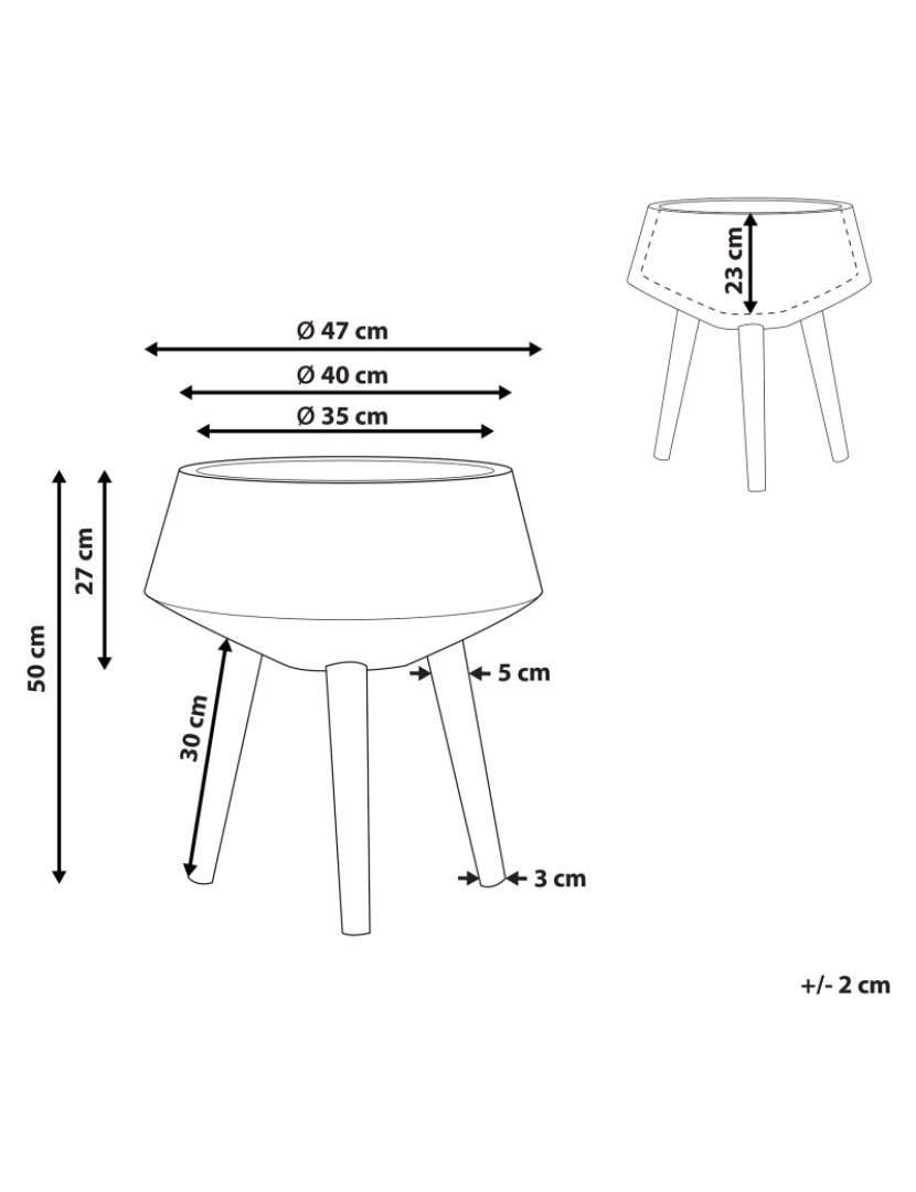 Beliani - Vaso para plantas em cerâmica taupe 47 x 47 x 50 cm AGRIA