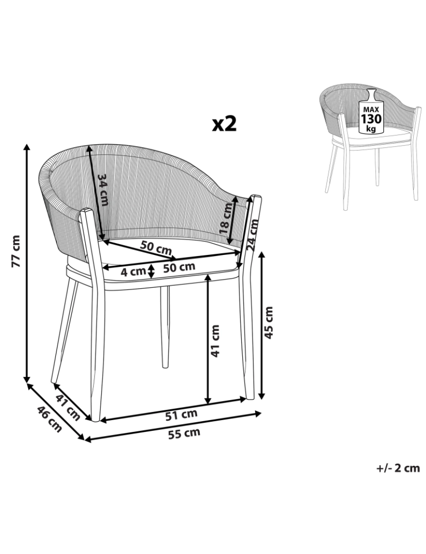 imagem de Cadeira de jardim Conjunto de 2 Metal Cinzento MILETO1