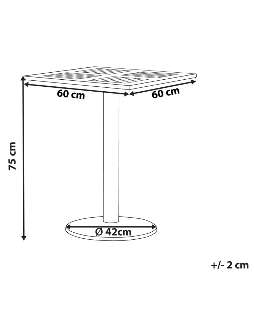 Beliani - Mesa de jardim 60 x 60 cm Material sintético Castanho claro PALMI