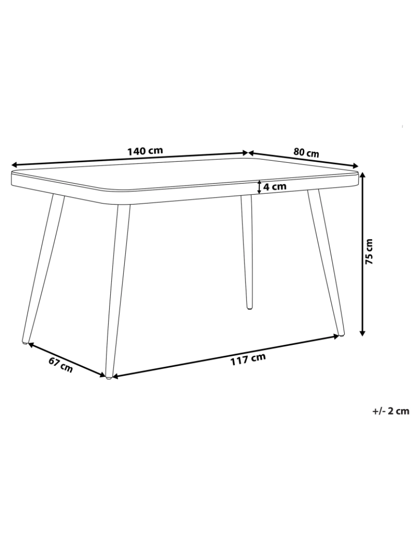 Beliani - Mesa de jardim 140 x 80 cm Vidro Cinzento LIPARI