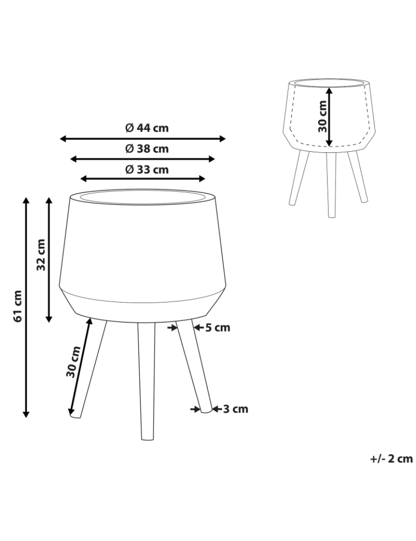 Beliani - Suporte para vasos cinzento claro 44 x 44 x 61 cm MALAKI