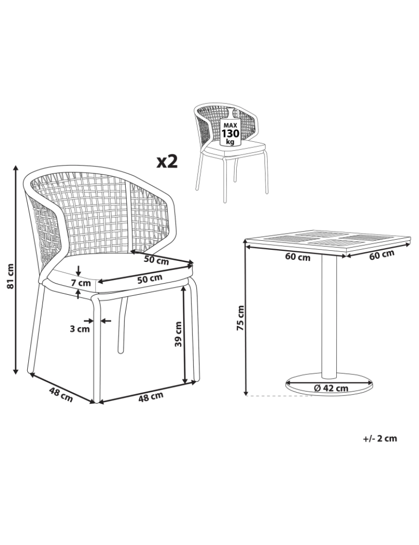 Beliani - Conjunto de mesa e cadeiras com almofada Metal Cinzento PALMI