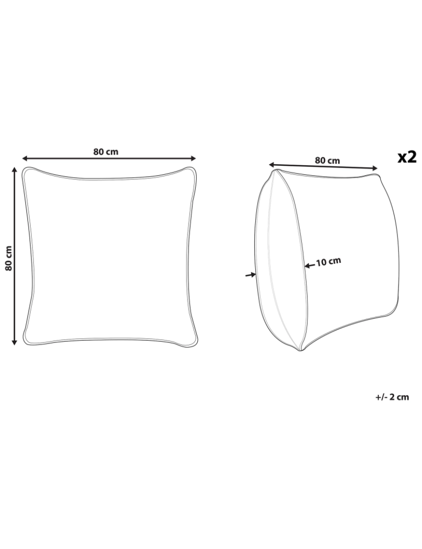 Beliani - Conjunto de 2 almofadas de baixo perfil com recheio de penas 80 x 80 cm VIHREN