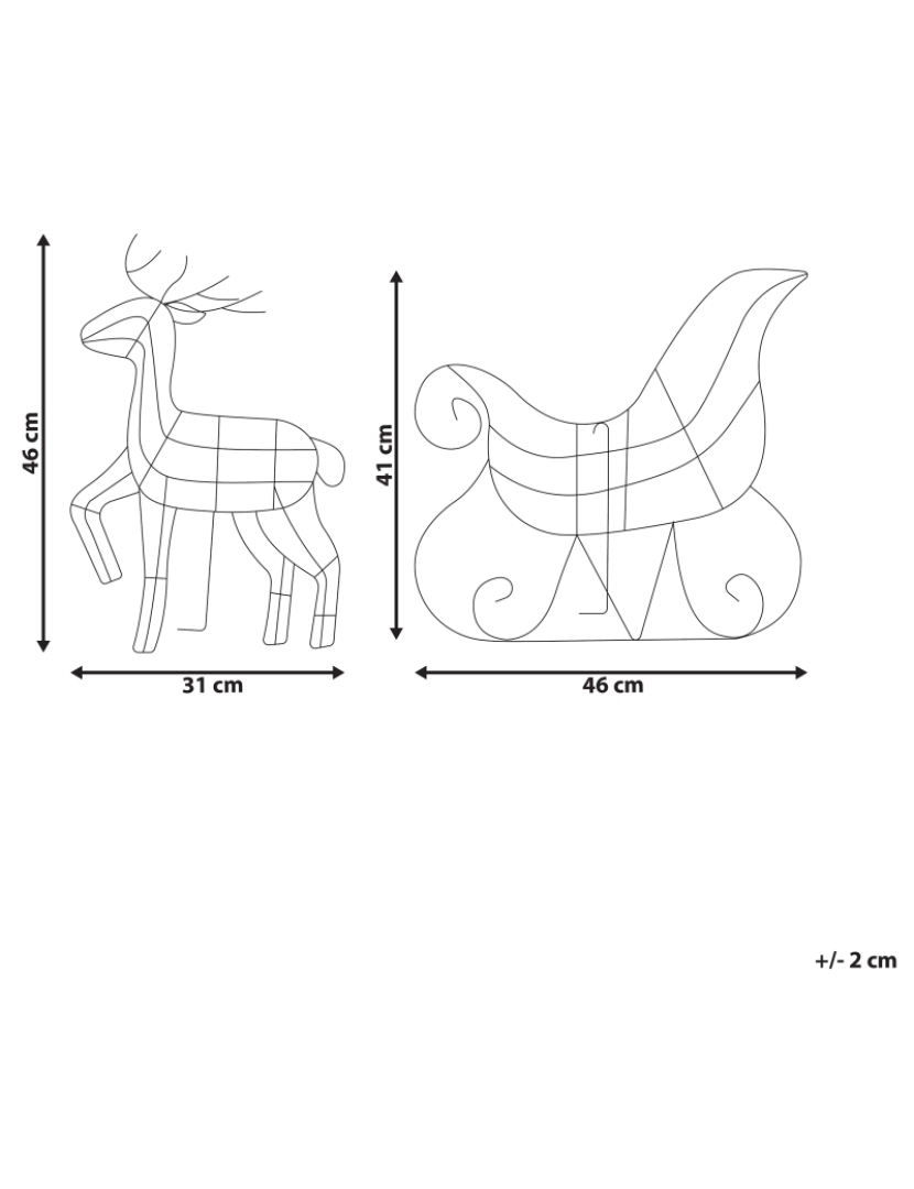 Beliani - Decoração para exterior rena e trenó prateados com LED 46 cm SAIJA