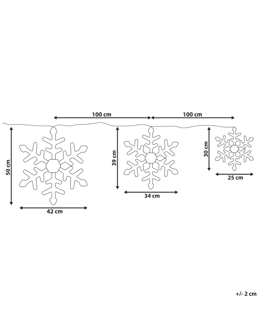 Beliani - Conjunto de 3 flocos de neve prateados com LED 30/39/50 cm LOHELA