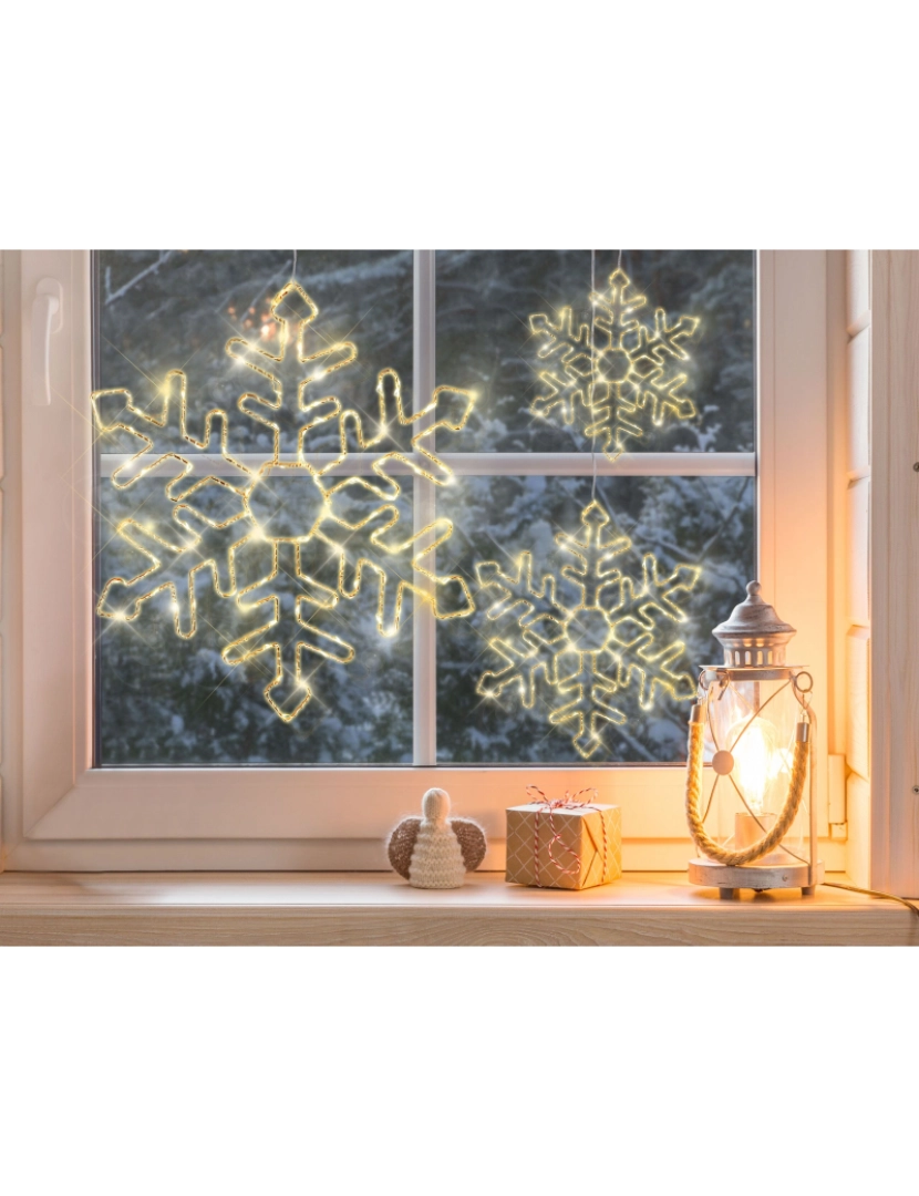 imagem de Conjunto de 3 flocos de neve prateados com LED 30/39/50 cm LOHELA2