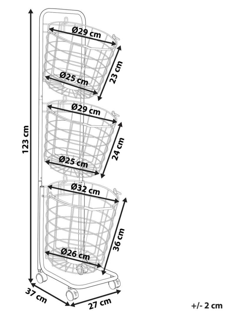 Beliani - Carrinho metálico cinzento com 3 cestos AYAPAL