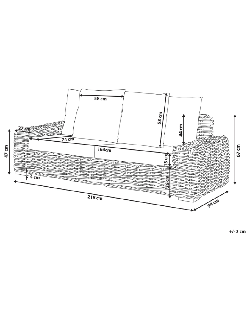 imagem de Sofá de 3 lugares Rattan Natural FORLI1