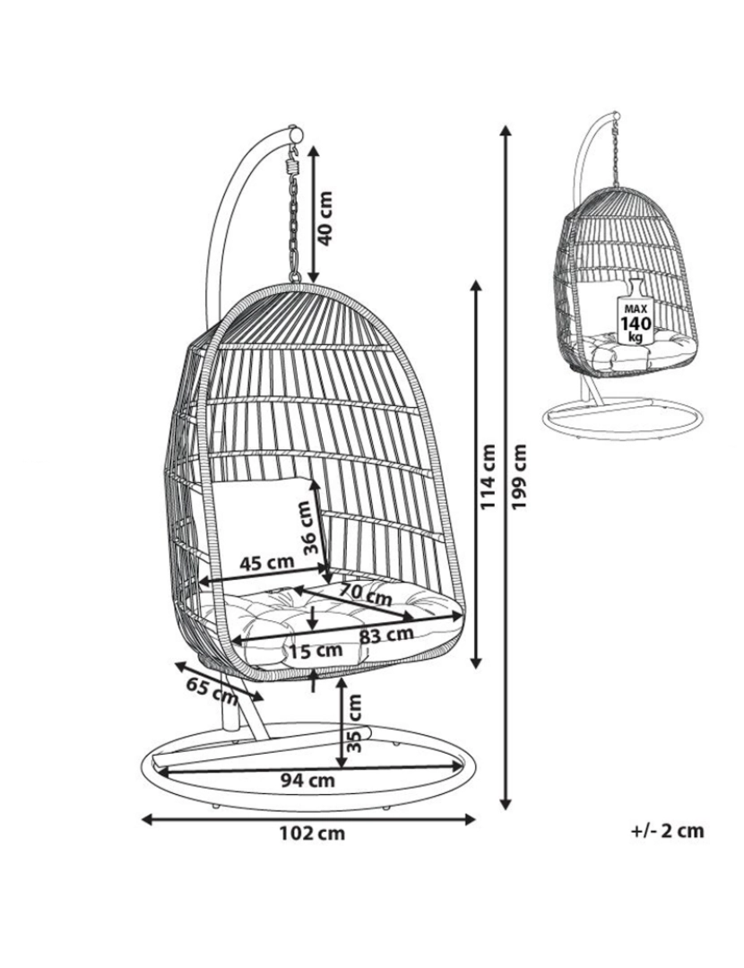 imagem de Cadeira suspensa Tecido Branco ALLERA1