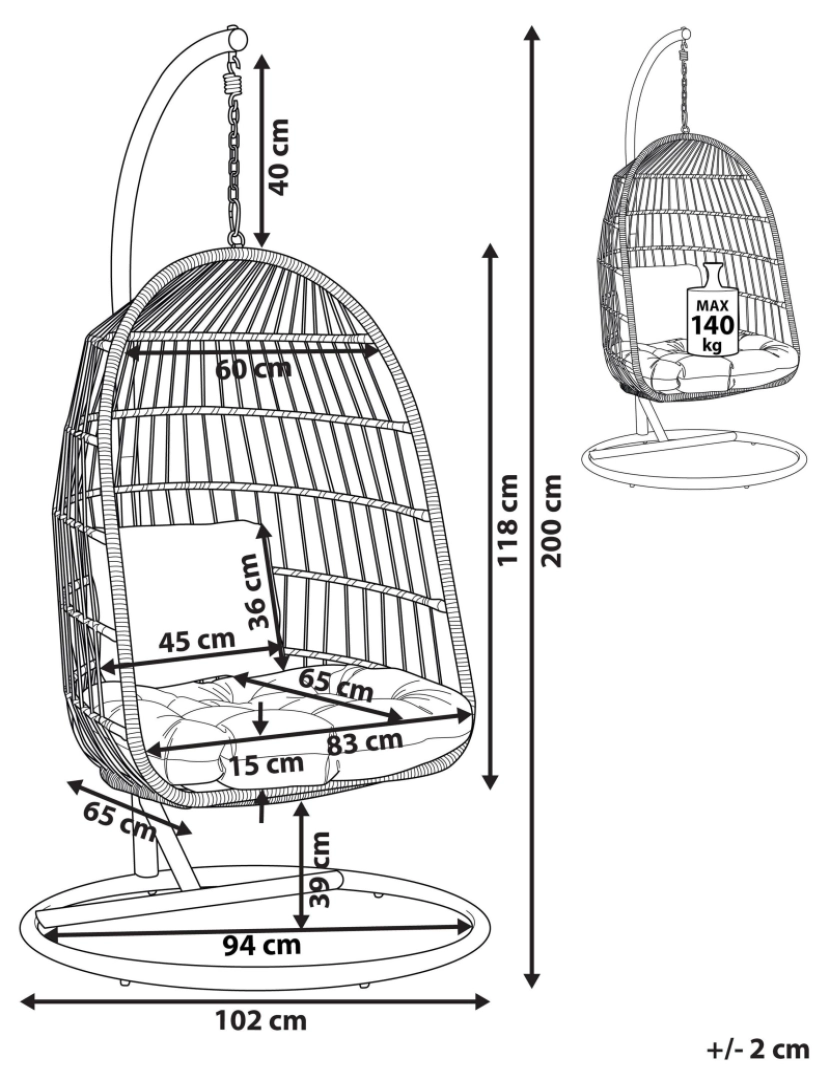 imagem de Cadeira suspensa Tecido Preto ALLERA1