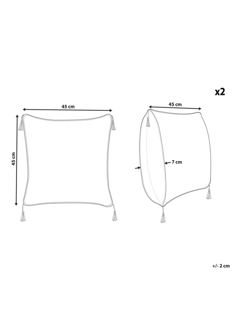 Beliani - Conjunto de 2 almofadas Veludo Branco SCHEFFLERA 45 x 45 cm