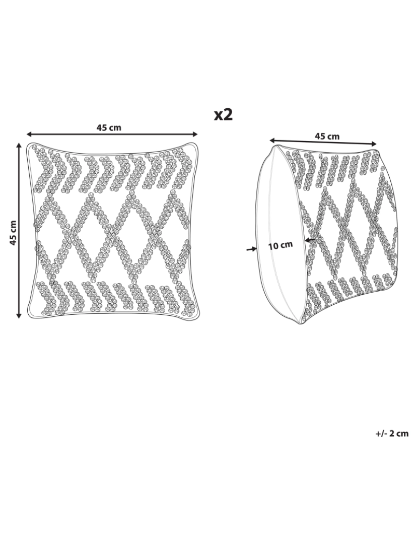 Beliani - Conjunto de 2 almofadas Bordado Algodão Creme CORYDALIS 45 x 45 cm