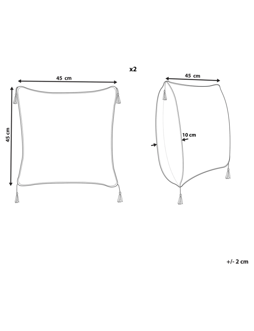 Beliani - Conjunto de 2 almofadas Algodão Creme DEADNETTLE 45 x 45 cm
