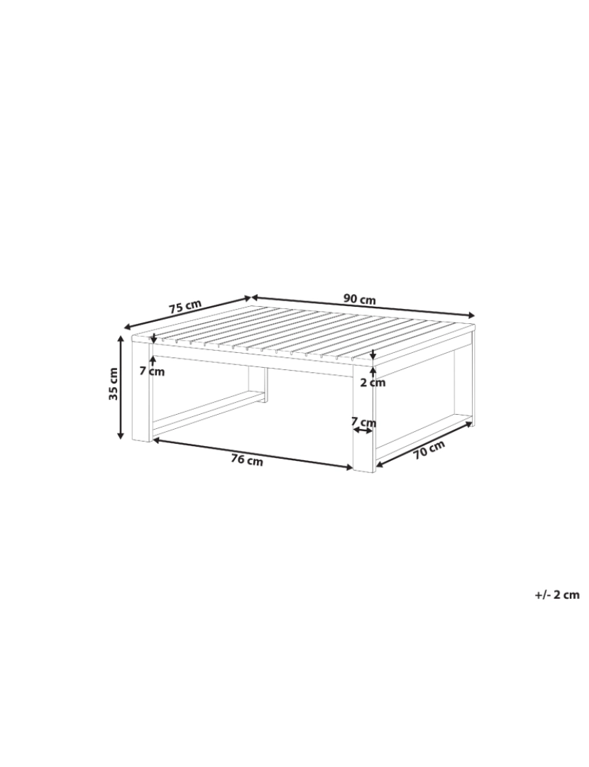 Beliani - Mesa de jardim 90 x 75 cm Castanho claro TIMOR