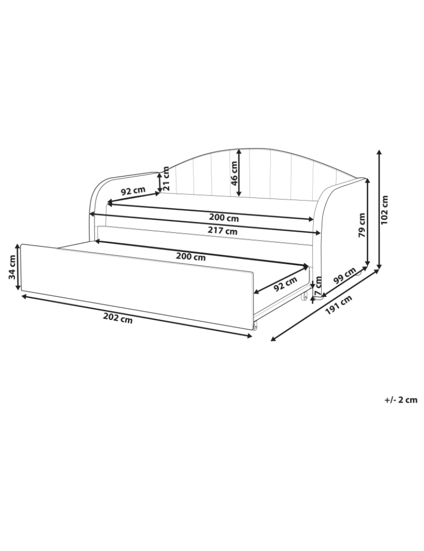 Beliani - Cama dupla em tecido bouclé rosa pêssego 90 x 200 cm EYBURIE