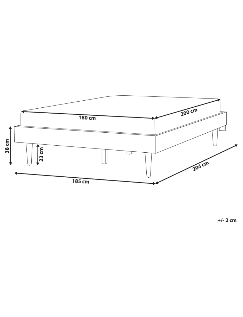 Beliani - Cama de casal com iluminação LED em madeira clara 180 x 200 cm TOUCY