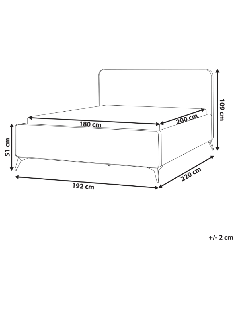 Beliani - Cama de casal em tecido creme 180 x 200 cm VALOGNES