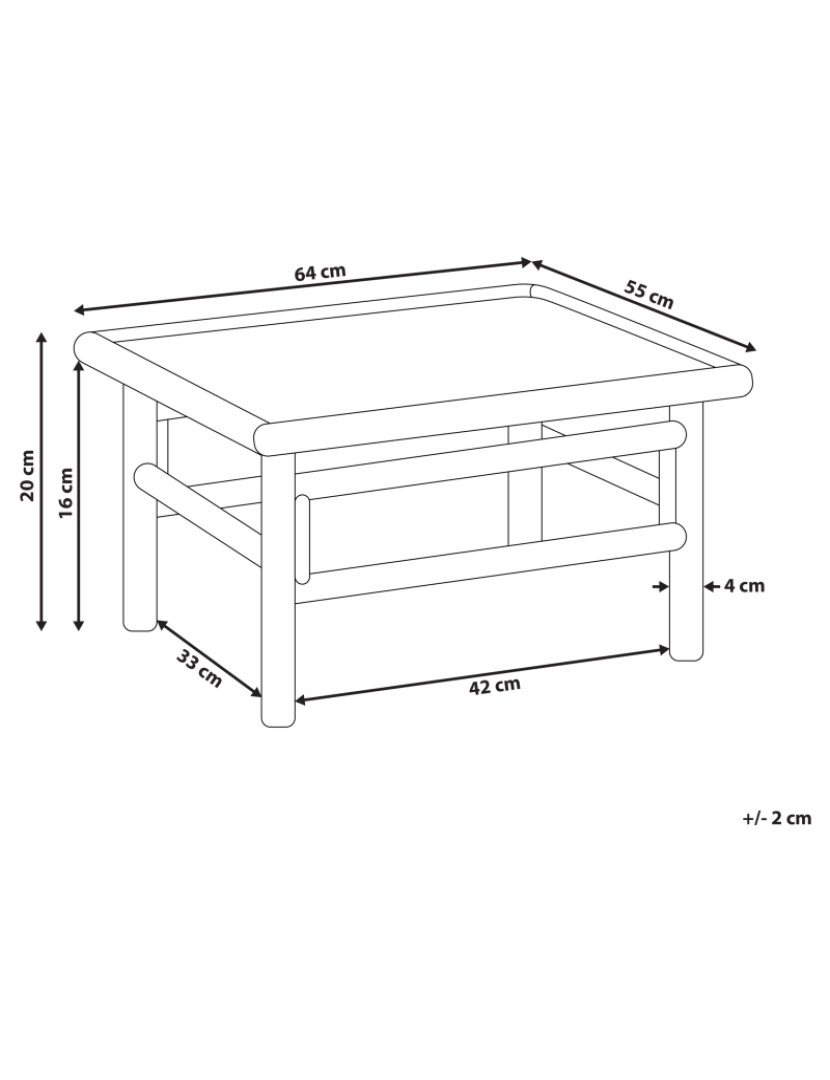imagem de Mesa de centro em madeira clara de bambu 64 x 55 cm CERRETO1