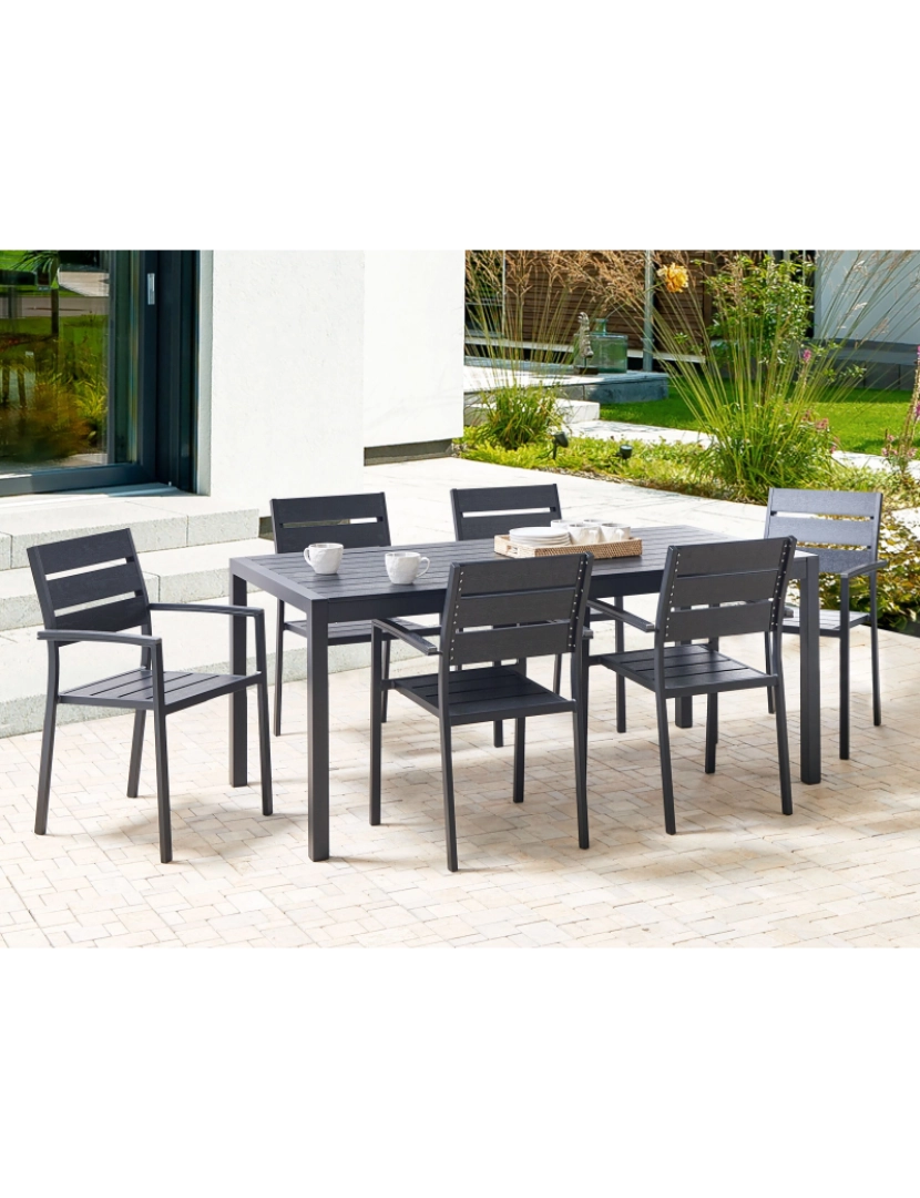 imagem de Mesa de jardim 180 x 90 cm Material sintético Preto VERNIO2