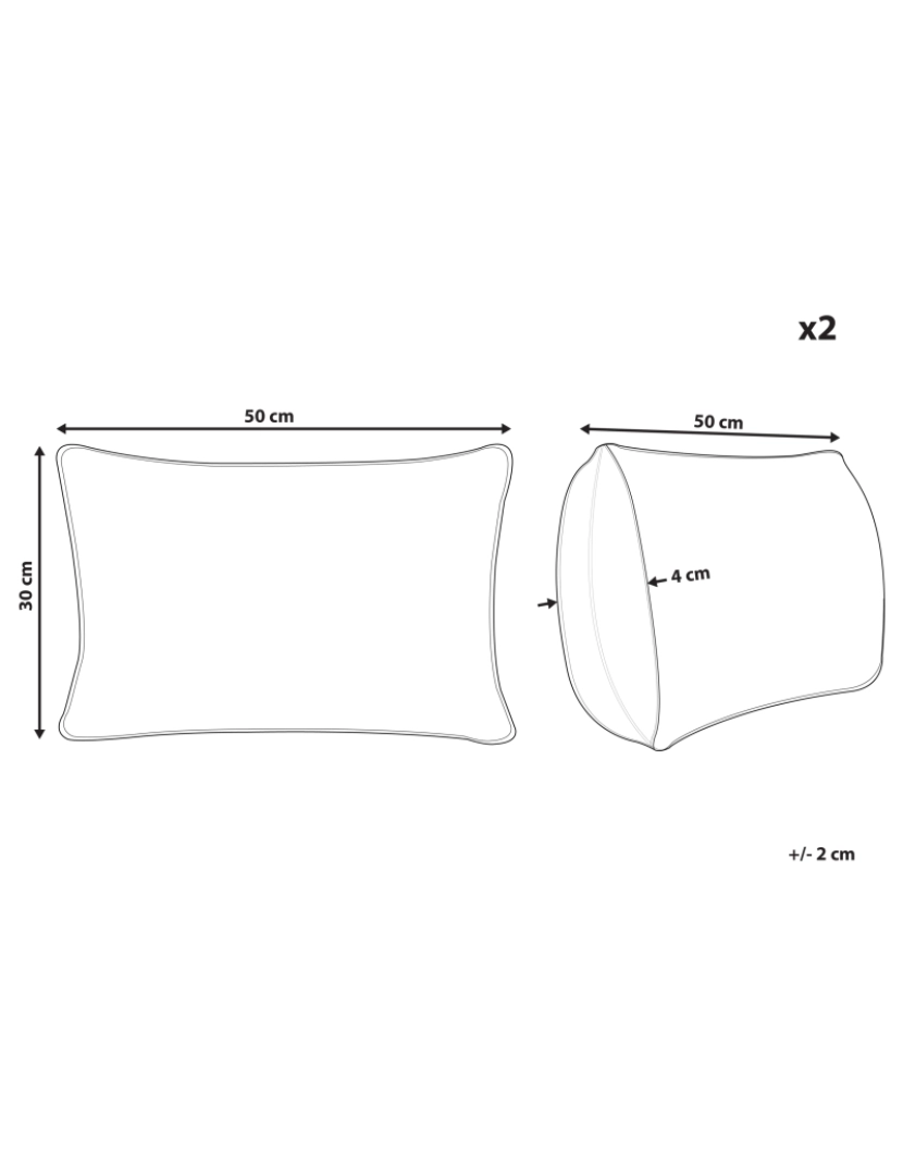 Beliani - Conjunto de 2 almofadas Tufado Algodão Branco HELIANTHUS 30 x 50 cm