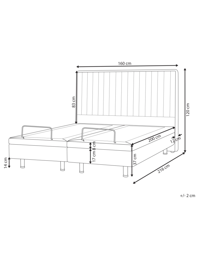 imagem de Cama de casal elétricamente ajustável em tecido cinzento 160 x 200 cm DUKE II1