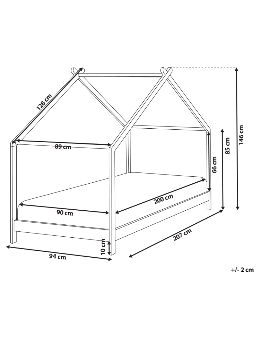 Beliani - Cama casinha para crianças em madeira de pinho branca 90 x 200 cm ORLU