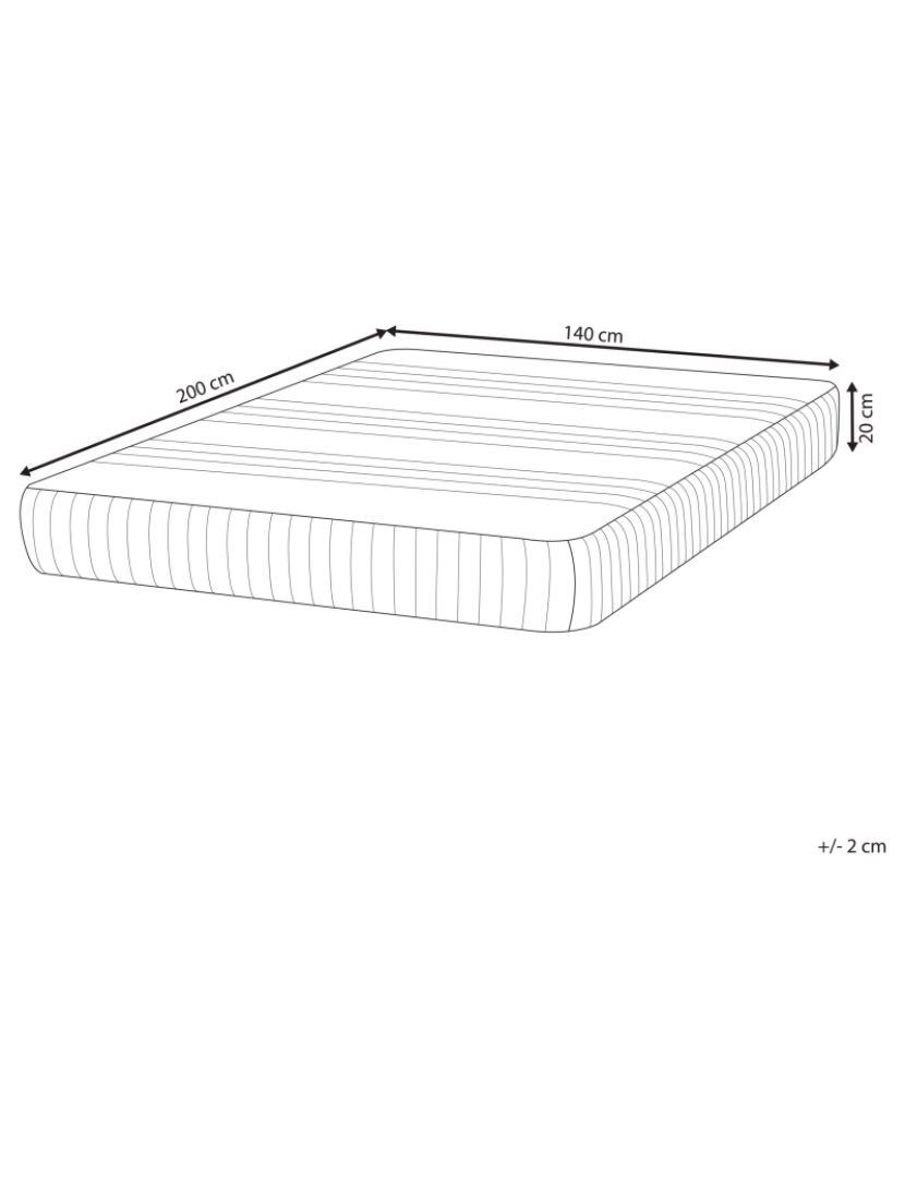 Beliani - Colchão de espuma de gel 140 x 200 cm Tamanhos Diversos