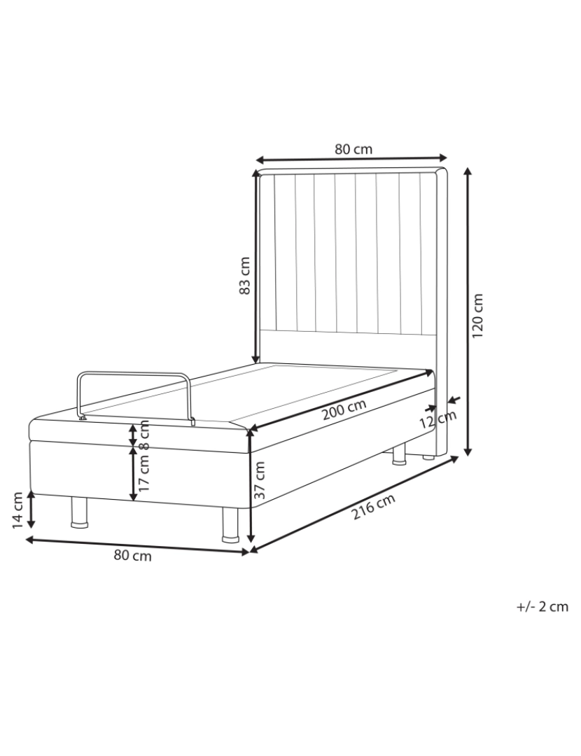 imagem de Cama de solteiro elétricamente ajustável em tecido cinzento 80 x 200 cm DUKE II1