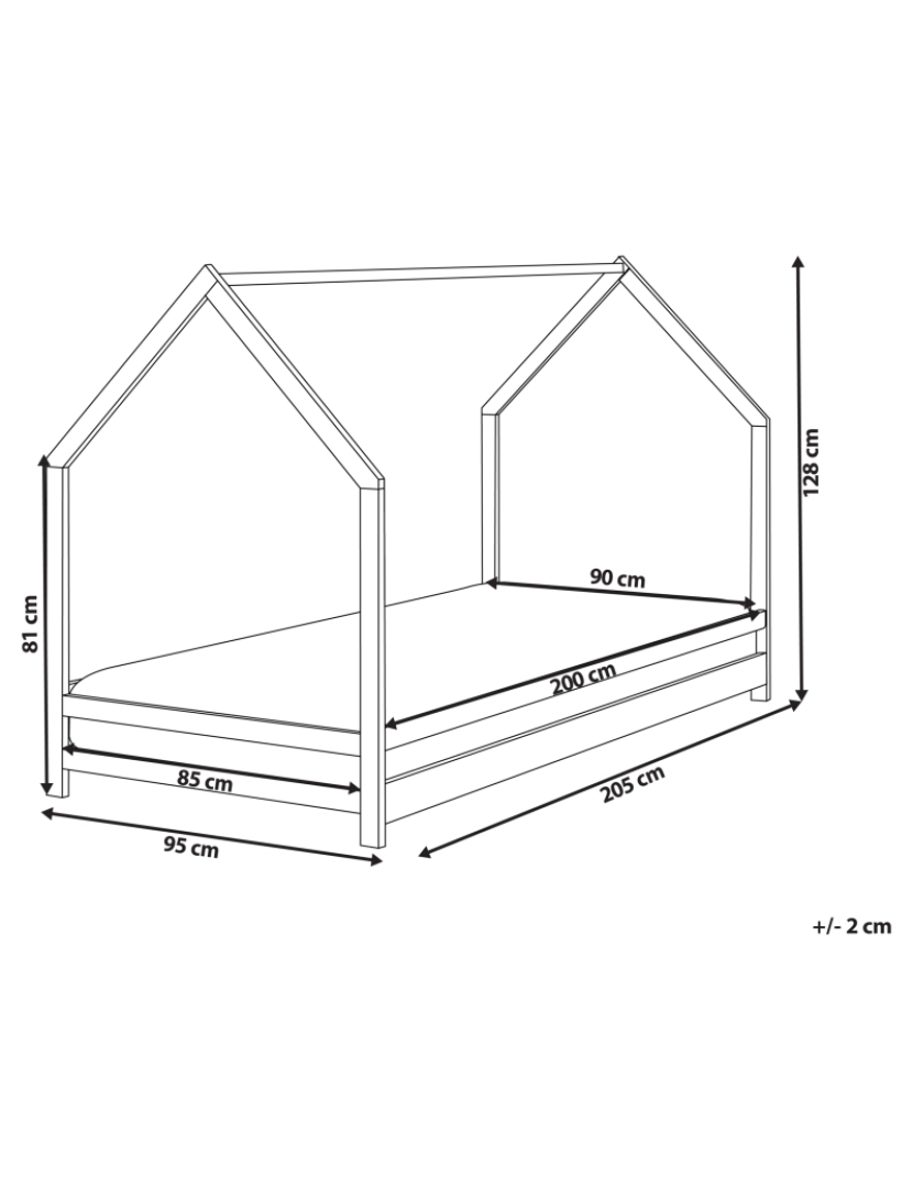 imagem de Cama casinha para crianças em madeira de pinho branca 90 x 200 cm APPY1