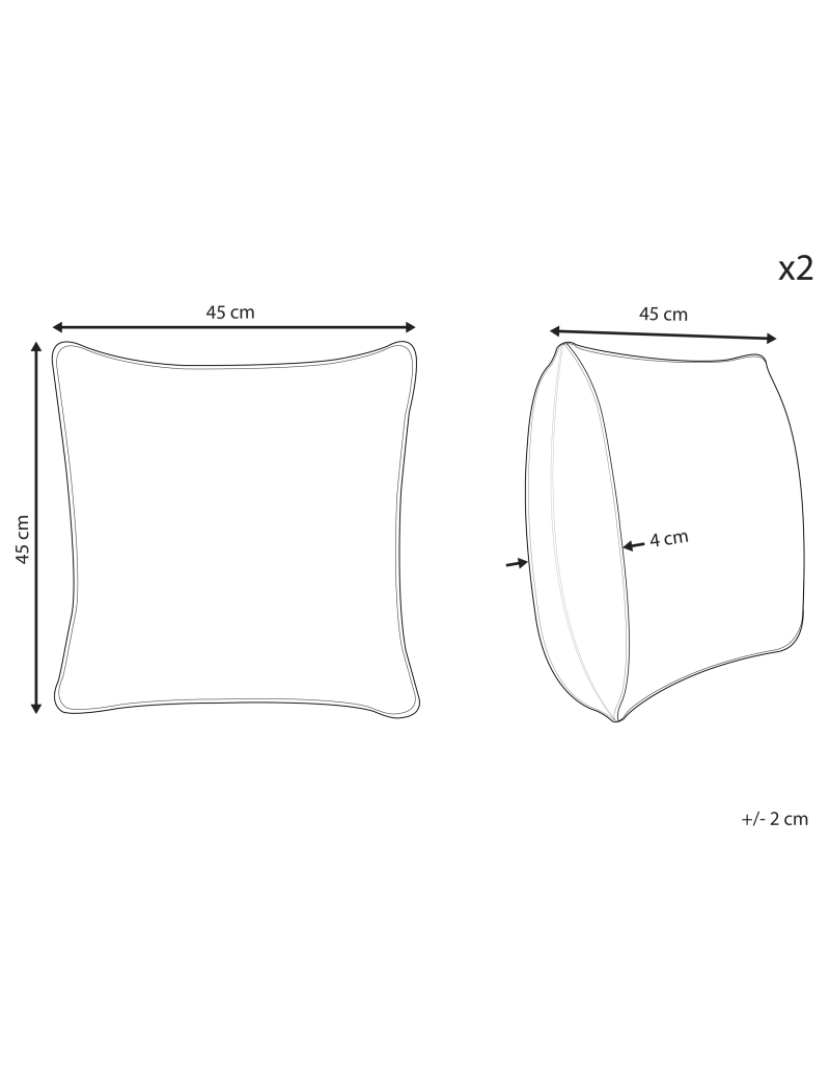 Beliani - Conjunto de 2 almofadas Impressão em bloco Algodão Branco PANDAPAW 45 x 45 cm