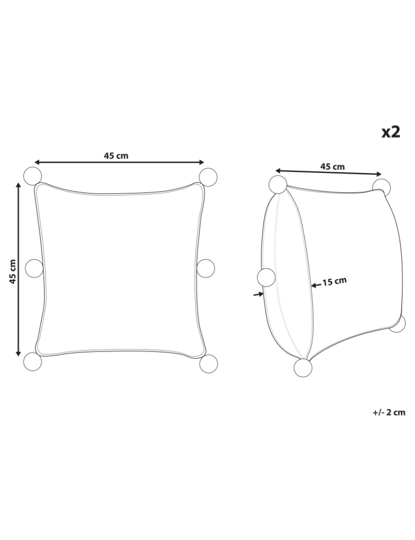 Beliani - Conjunto de 2 almofadas Algodão Cinzento OCOTEA 45 x 45 cm