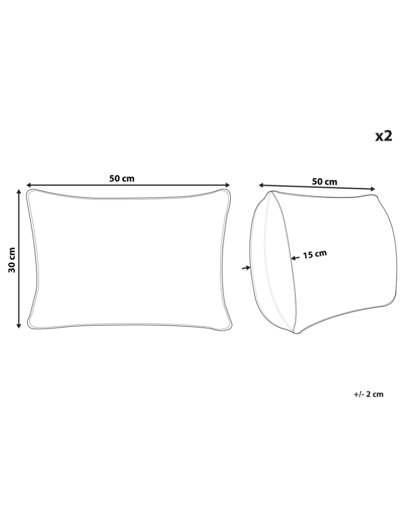 Beliani - Conjunto de 2 almofadas Algodão Branco ZALEYA 30 x 50 cm