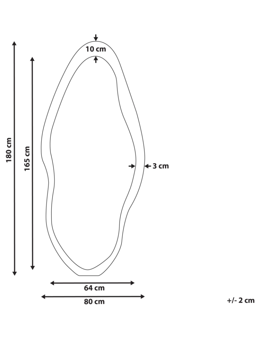 Beliani - Espelho 180 cm Preto BLET