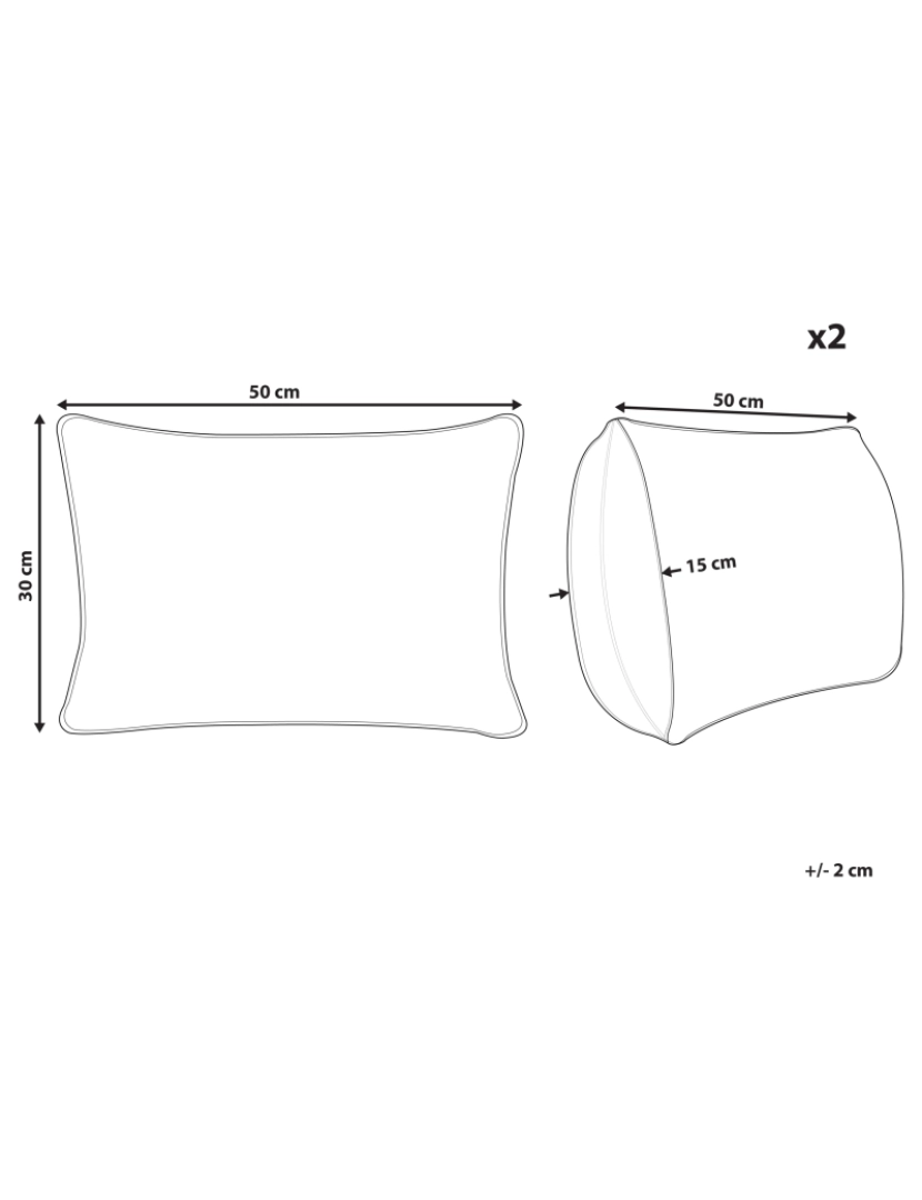 Beliani - Conjunto de 2 almofadas Bordado Algodão Vermelho ALSINE 30 x 50 cm