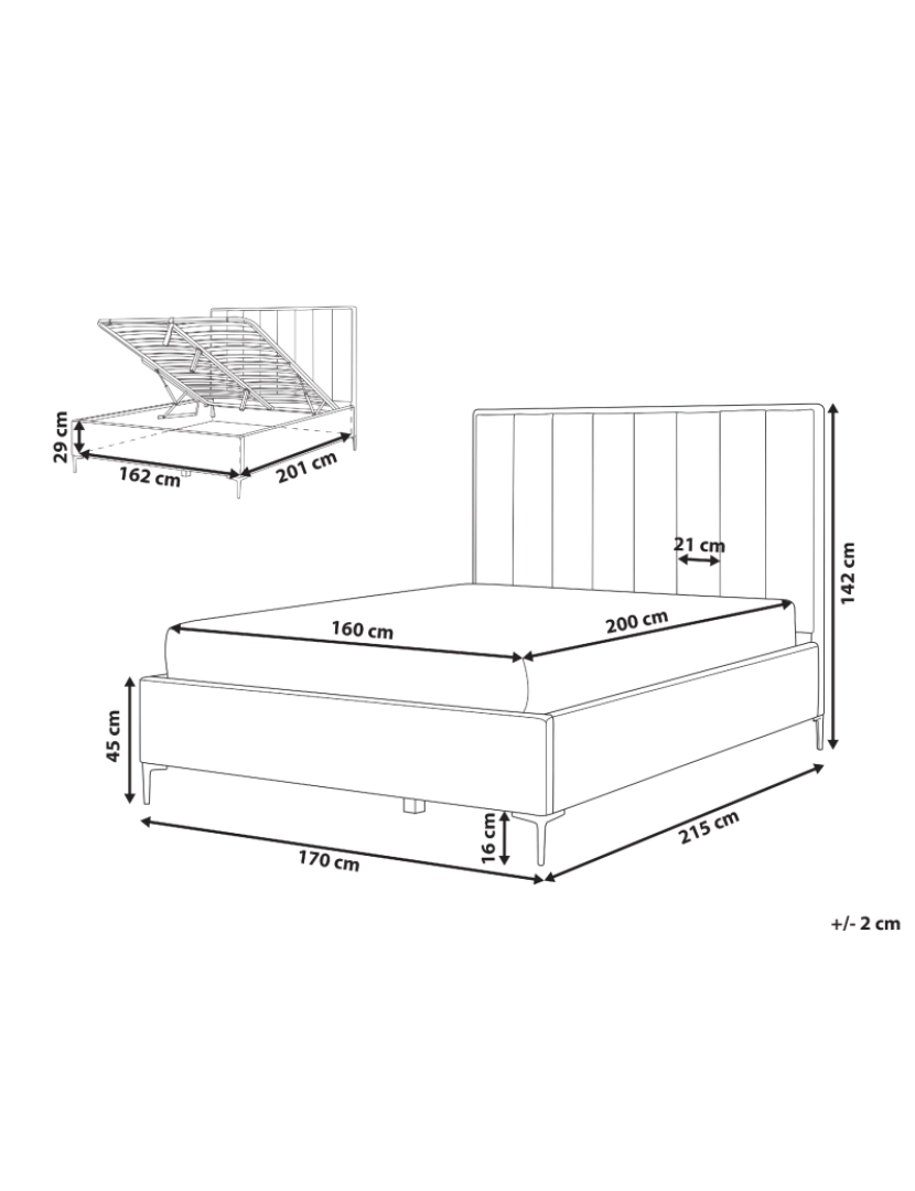 imagem de Cama de casal com arrumação em veludo rosa 160 x 200 cm SEZANNE1