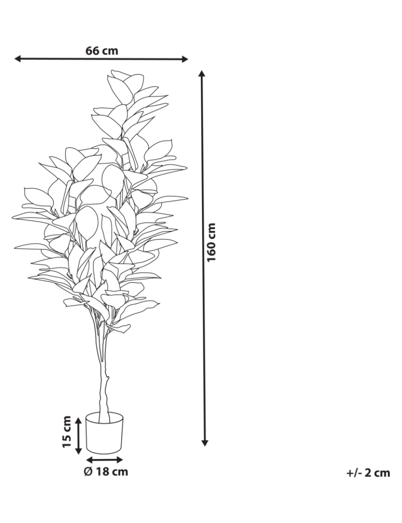 Beliani - Planta artificial em vaso 160 cm FICUS ELASTICA