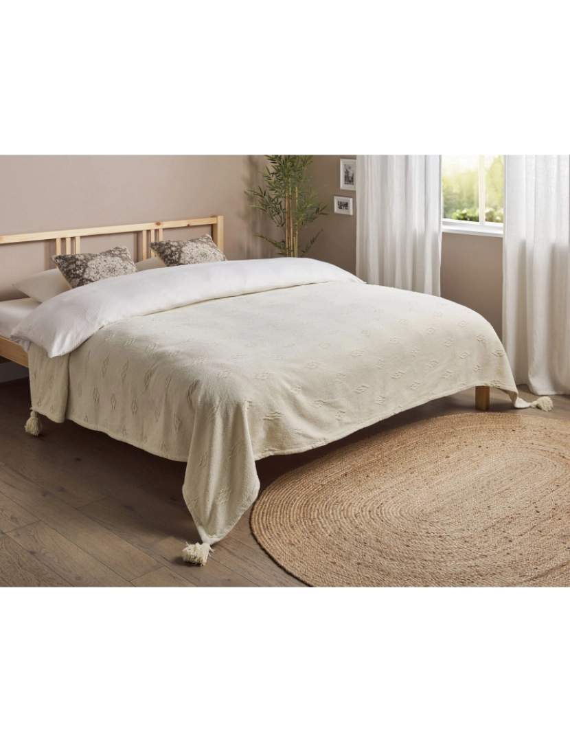 imagem de Colcha em chenille creme 220 x 240 cm KAZY2