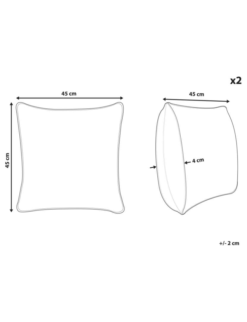 Beliani - Conjunto de 2 almofadas Em relevo Castanho claro SURMI 45 x 45 cm