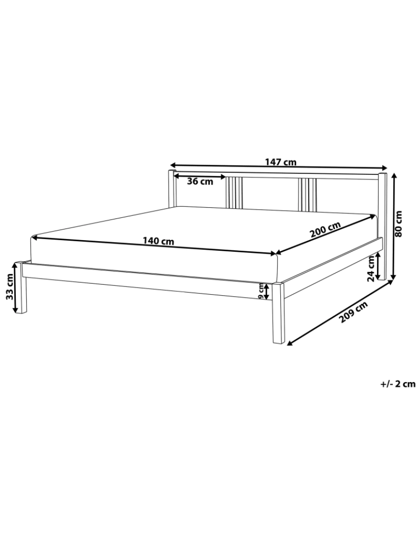 Beliani - Cama de casal em madeira clara 140 x 200 cm VANNES