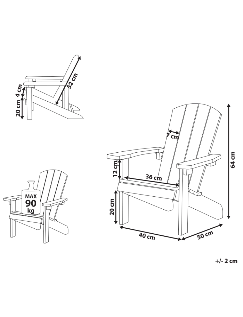 Beliani - Cadeira de jardim Derivado de madeira Azul claro ADIRONDACK