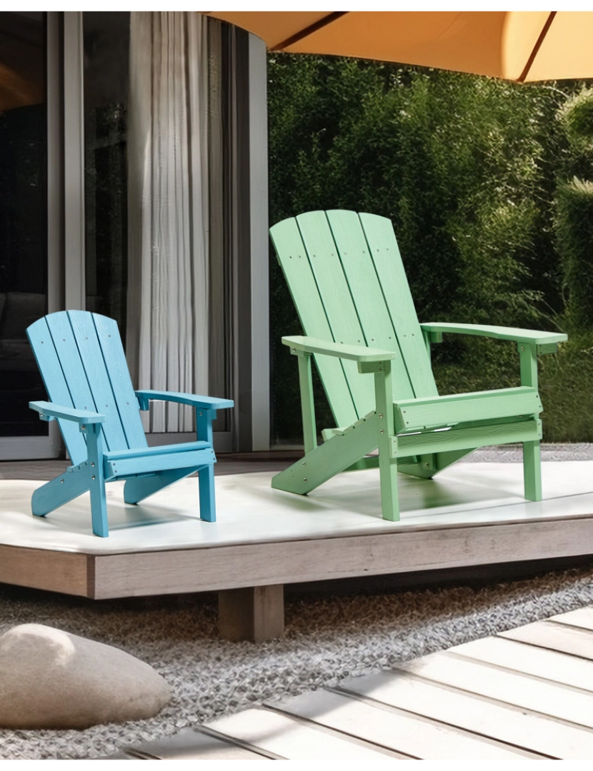 imagem de Cadeira de jardim Derivado de madeira Azul claro ADIRONDACK2