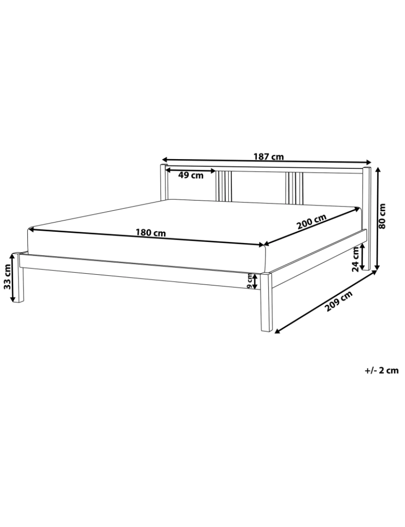 Beliani - Cama de casal em madeira clara 180 x 200 cm VANNES