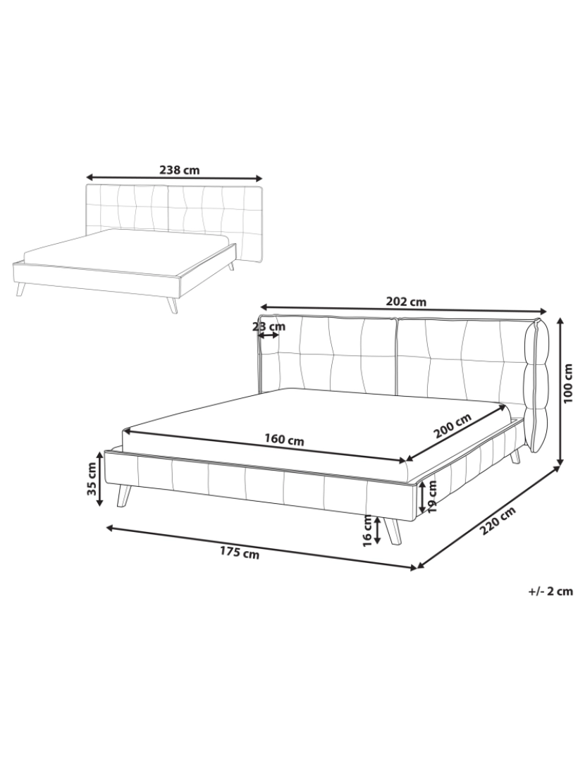 Beliani - Cama de casal em veludo creme 160 x 200 cm SENLIS