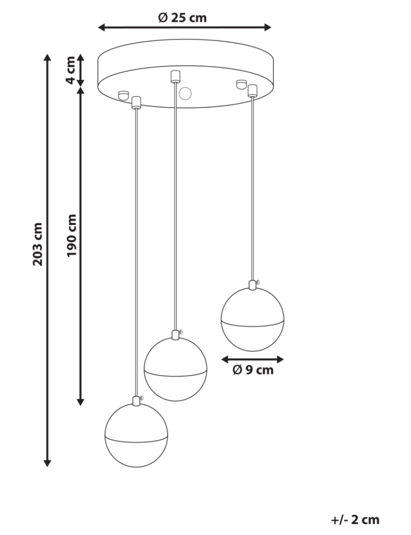 Beliani - Candeeiro LED suspenso 3 lâmpadas em metal preto ANKOBRA