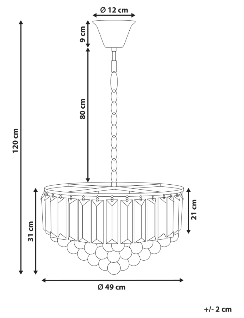 Beliani - Lustre de cristal dourado ⌀ 49 cm ACHEIRO